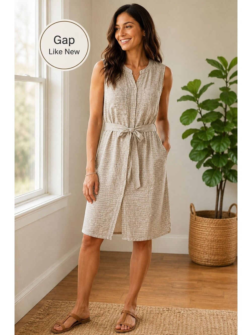 Gap | XS | Gray Smocked Sleeveless Shift Dress
